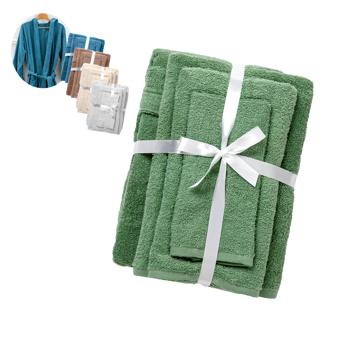 Комплект халат за баня и 3 кърпи